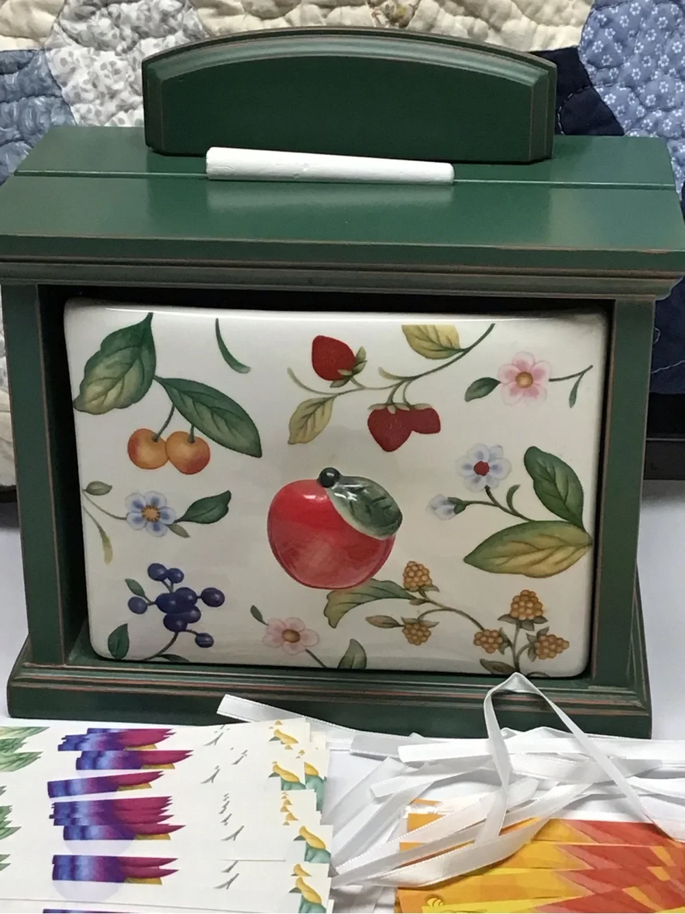 Princess house fruit Recipe Box with Fruit Design and Assorted Cards cottagecore